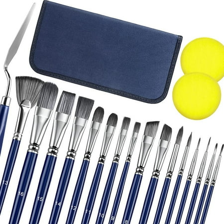 Acrylic Paint Brushes-Paint Brushes Kit with 16 Varied Shapes 1 Palette Knife & 2 Art Sponge Nylon Fibre Acrylic Brushes
Acrylic Paint Brushes-Paint Brushes Kit with 16 Varied Shapes 1 Palette Knife & 2 Art Sponge Nylon Fibre Acrylic Brushes