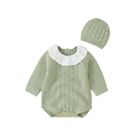 aturustex Baby Girls Jumpsuits Outfit Patchwork Ruffle Collar Long Sleeves Knitted Romper Pullover Top+Beanie Hat Set
aturustex Baby Girls Jumpsuits Outfit Patchwork Ruffle Collar Long Sleeves Knitted Romper Pullover Top+Beanie Hat Set
