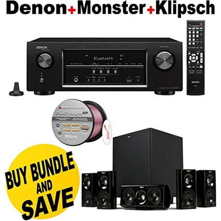 Denon AVR-S510BT 5.2 Channel Full 4K Ultra HD A\/V Receiver with Bluetooth + Klipsch HDT-600 Home Theater System Bundle