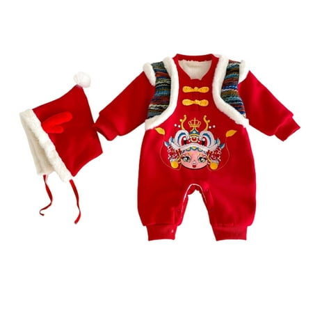 MANHUJI Baby Girl Outfit Newborn Infant Baby Dragon Chunjie Chinese New Year Red Long Sleeve Fleece Lined Romper Winter Warm Jumpsuit with Hat Outfits Preemie Boy Clothes Sleeper (Red 80)
MANHUJI Baby Girl Outfit Newborn Infant Baby Dragon Chunjie Chinese New Year Red Long Sleeve Fleece Lined Romper Winter Warm Jumpsuit with Hat Outfits Preemie Boy Clothes Sleeper (Red 80)