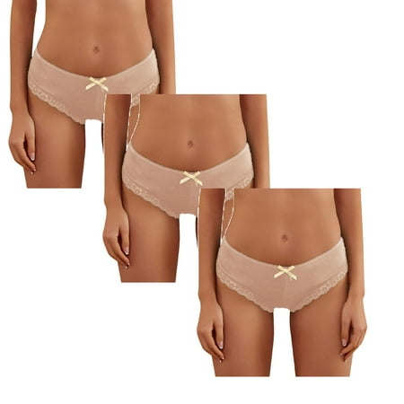 Women Underwear Brief Fashion Lace Lingerie Lace Pants Lace Low Waist Panties 3PC