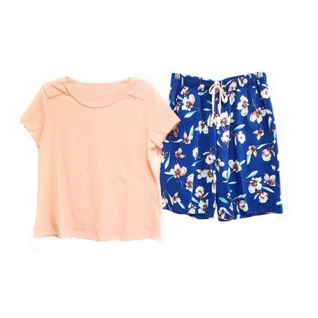 Karen Neuburger Short Sleeve Top/Bermuda PJ Set Pink/Blue Orchid PS