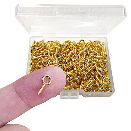 300PCS Small Screw Eye Pins 10 x 5mm Eye pins Hooks Mini Screw Eye Pin Peg for Arts & Crafts Projects Self Tapping Screws Hooks Ring for Cork Top Bottles & Charm Bead & DIY Jewelry Making (Gold)
300PCS Small Screw Eye Pins 10 x 5mm Eye pins Hooks Mini Screw Eye Pin Peg for Arts & Crafts Projects Self Tapping Screws Hooks Ring for Cork Top Bottles & Charm Bead & DIY Jewelry Making (Gold)