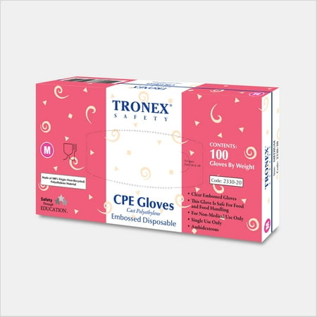 TRONEX Food Safe Cast Polyethylene CPE Embossed Clear Plastic Poly PE Disposable Gloves for Sushi Sandwich Bakery Preparation XS X-Small (Case of 1000)
TRONEX Food Safe Cast Polyethylene CPE Embossed Clear Plastic Poly PE Disposable Gloves for Sushi Sandwich Bakery Preparation XS X-Small (Case of 1000)