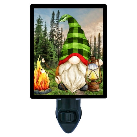 

Gnome Decorative Photo Night Light Plus One Extra Free Switchable Insert. 4 Watt Bulb. Image Title: Camping Gnome. Light Comes with Extra Bulb.