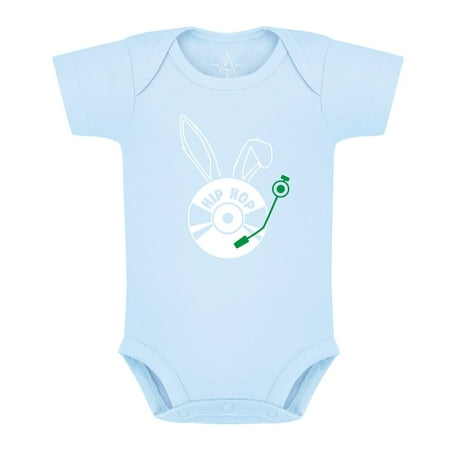 Creative Knitwear Easter Baby Bodysuit - Hip Hop Bunny - Light Blue - 3-6 Months