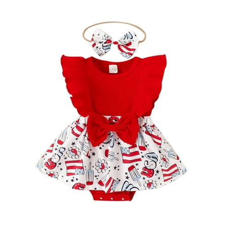 allshope 2PCS Baby Girls Romper Set Fly Sleeve Stars/Popsicle Print Patchwork Bodysuit A-line Dress with Headband
allshope 2PCS Baby Girls Romper Set Fly Sleeve Stars/Popsicle Print Patchwork Bodysuit A-line Dress with Headband