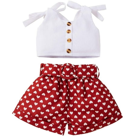 QWERTYU Infant Baby Toddler Child Children Kids Button Tank Top and Love Print Shorts Set Outfits Clothing Set Summer Sleeveless for Girl 6M-4Y
QWERTYU Infant Baby Toddler Child Children Kids Button Tank Top and Love Print Shorts Set Outfits Clothing Set Summer Sleeveless for Girl 6M-4Y
