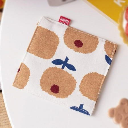 Norbi 5 Styles Korean Style Ins Insulation Pad Square Fabric Coaster Bowl Pad Creative Small Placemat Absorbent Pad Sliding Pad Brown Apple