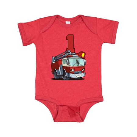 Inktastic 1st Birthday Fire Truck Gift Baby Boy or Baby Girl Bodysuit