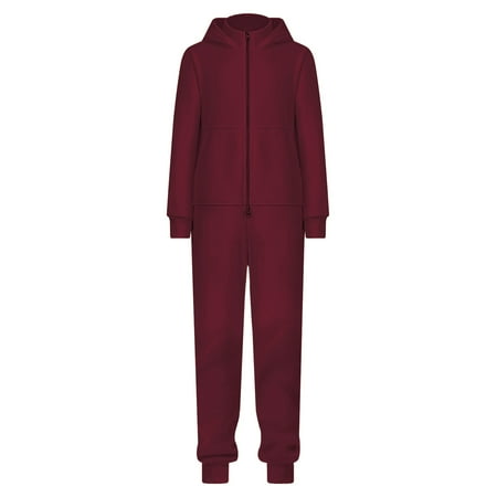 Lumento Girls Plain Holiday Hooded Jumpsuit Loose Solid Color Romper Warm Front Zip Bodysuit Wine Red 135cm-140cm(M)
Lumento Girls Plain Holiday Hooded Jumpsuit Loose Solid Color Romper Warm Front Zip Bodysuit Wine Red 135cm-140cm(M)