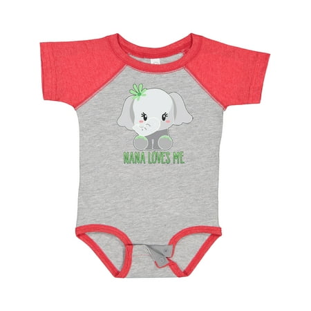 Inktastic Nana Loves Me- Cute Elephant Gift Baby Boy or Baby Girl Bodysuit