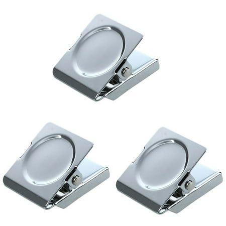 3X Silver Tone Spring Loaded Memo Ticket Magnetic Fridge Wall Clip