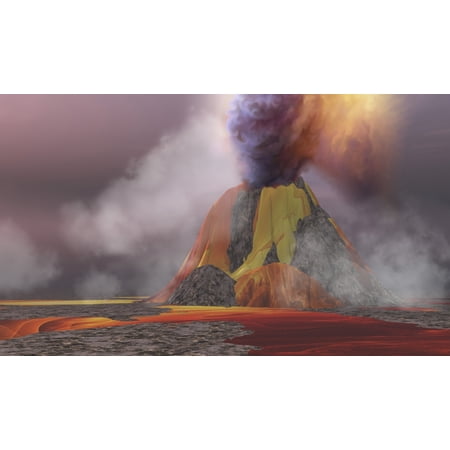 Molten magma flows from an erupting volcano Stretched Canvas - Corey FordStocktrek Images (36 x 21)
