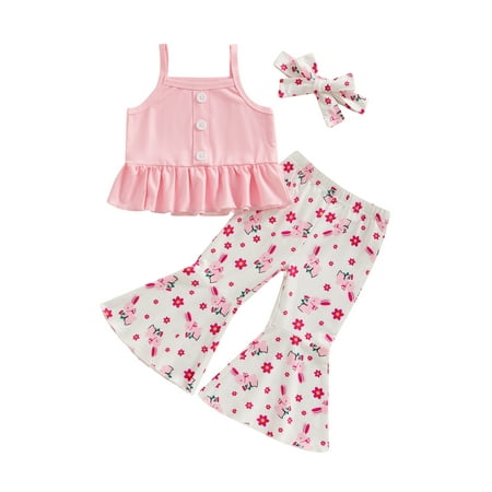 Qtinghua Infant Toddler Baby Girls Easter Clothes Sleeveless Camisole with Bunny Flower Print Flare Pants and Headband Outfits
Qtinghua Infant Toddler Baby Girls Easter Clothes Sleeveless Camisole with Bunny Flower Print Flare Pants and Headband Outfits