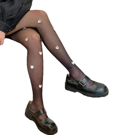 VIEGINE Women Ultra-Thin Silky Transparent Pantyhose Handmade Shiny for Rhinestone Heart Decoration Sheer Tights See-Through Leggings Stockings Clubwear
VIEGINE Women Ultra-Thin Silky Transparent Pantyhose Handmade Shiny for Rhinestone Heart Decoration Sheer Tights See-Through Leggings Stockings Clubwear