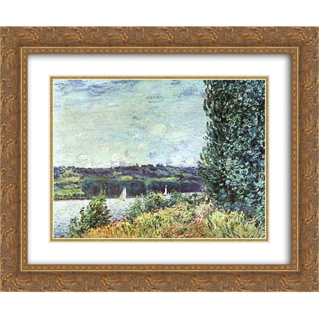 Alfred Sisley 2x Matted 24x20 Gold Ornate Framed Art Print 'Banks of the Seine, Wind Blowing'