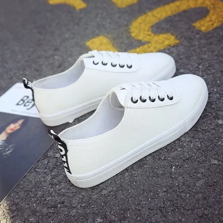 Women‘s Casual Sneakers Lace-up Skate Shoes Fashion All-match White Shoes
