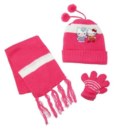 CTMA Kids' Hello Kitty Hat Scarf and Gloves on a String Winter Set
