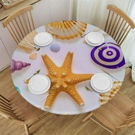 ONETECH Starfish Seashells Round Tablecloth 100% Polyester Fiber - Multiple Sizes Machine Washable 31-35
ONETECH Starfish Seashells Round Tablecloth 100% Polyester Fiber - Multiple Sizes Machine Washable 31-35