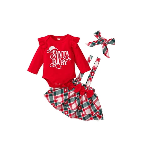 Bebiullo 3Pcs Christmas Baby Girls Outfits Santa Long Sleeve Romper Plaid Suspender Skirt Headband Set
Bebiullo 3Pcs Christmas Baby Girls Outfits Santa Long Sleeve Romper Plaid Suspender Skirt Headband Set