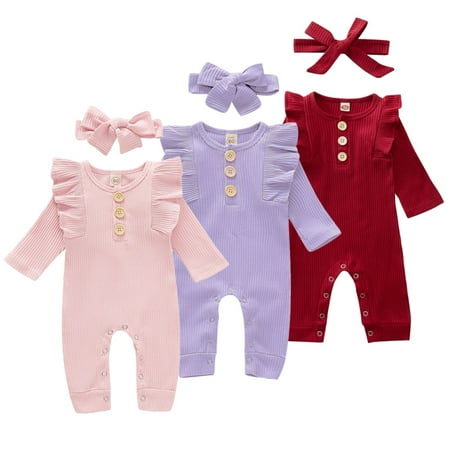 GYRATEDREAM 3 Pack Newborn Baby Girl One Piece Romper Jumpsuit Solid Ribbed Infant Girl Clothes Onesies Outfits 0-18 Months
GYRATEDREAM 3 Pack Newborn Baby Girl One Piece Romper Jumpsuit Solid Ribbed Infant Girl Clothes Onesies Outfits 0-18 Months