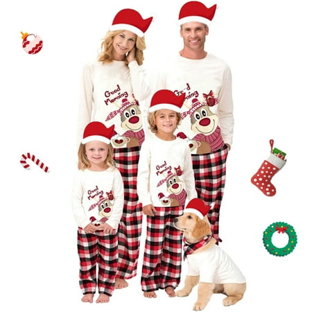 Sunisery Christmas Family Matching Pajamas Xmas Year Elk Print Long Sleeve Crew Neck Tops and Plaid Pants Sleepwear Loungewear
Sunisery Christmas Family Matching Pajamas Xmas Year Elk Print Long Sleeve Crew Neck Tops and Plaid Pants Sleepwear Loungewear