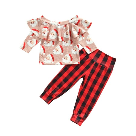 Frobukio Christmas Toddler Baby Girls Clothes Sets Cartoon Santa Claus Ruffle Pullover Tops Plaid Pants 2Pcs Red 12-18 Months
Frobukio Christmas Toddler Baby Girls Clothes Sets Cartoon Santa Claus Ruffle Pullover Tops Plaid Pants 2Pcs Red 12-18 Months