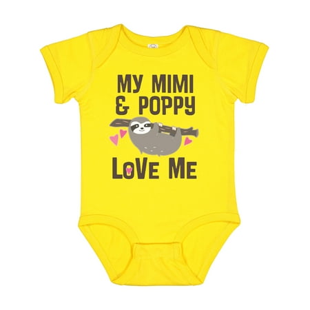Inktastic Mimi and Poppy Love Me Grandchild Sloth Gift Baby Boy or Baby Girl Bodysuit