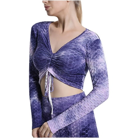 HAPIMO Sales Women s Tie Dyed Long Sleeved Casual Sports Chest Deep V Drawstring Vest Top (No Bra Pad) Purple L
HAPIMO Sales Women s Tie Dyed Long Sleeved Casual Sports Chest Deep V Drawstring Vest Top (No Bra Pad) Purple L