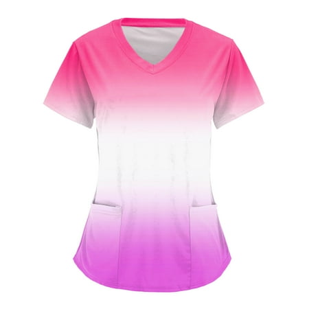 Women Scrubs Tops Gradient Print Short Sleeve V Neck Workwear Tshirt Top Blouse With Pockets Nurse Workwear
Women Scrubs Tops Gradient Print Short Sleeve V Neck Workwear Tshirt Top Blouse With Pockets Nurse Workwear