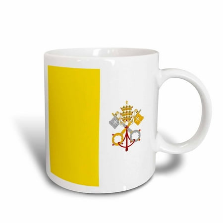 3dRose Flag of Vatican City - gold yellow and white with crossed keys of Saint Peter and Papal Tiara crown, Ceramic Mug, 15-ounce