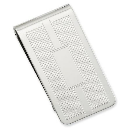 Rhodium-plated Honey Comb & Square Engravable Money Clip
