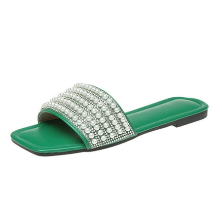 Gzea Slippers For Women Slippers Summer New Pattern Fashion Pearl Decorative Flat Bottom Comfortable Non Slip Versatile Beach Sandals Green 41
Gzea Slippers For Women Slippers Summer New Pattern Fashion Pearl Decorative Flat Bottom Comfortable Non Slip Versatile Beach Sandals Green 41
