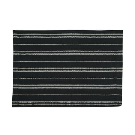 Split P Railroad Stripe Woven Black Placemat - Set of 4