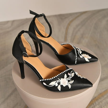 Cathalem Flowers Sandals Toe Strap Embroidery Pointed Heels Shoes Single Buckle Thin Women Casual Women High Heels Boots Size 13 Black 7
Cathalem Flowers Sandals Toe Strap Embroidery Pointed Heels Shoes Single Buckle Thin Women Casual Women High Heels Boots Size 13 Black 7