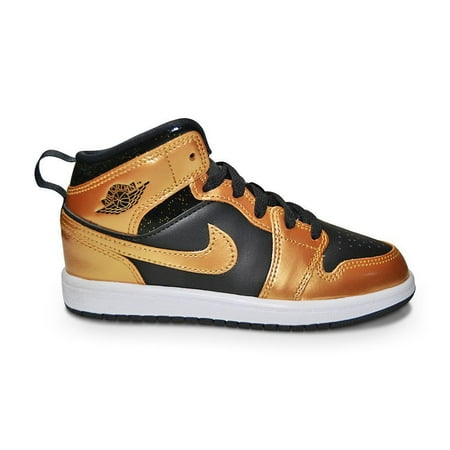 Little Kid s Jordan 1 Mid Black/Metallic Gold-White (DR6968 071) - 13
