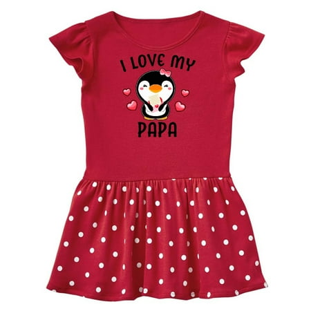 Inktastic I Love My Papa with Cute Penguin and Hearts Gift Baby Girl Dress