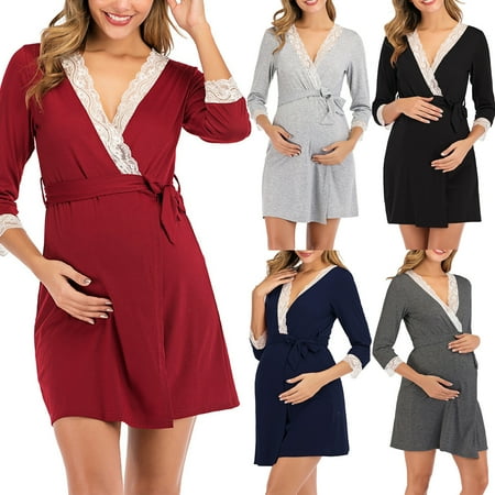 FAFWYP Summer Maternity Nursing Pajamas Dress Short Sleeve V Neck Pregnant Sleepwear Dresses Pregnancy Nightgown Clothes for Women
FAFWYP Summer Maternity Nursing Pajamas Dress Short Sleeve V Neck Pregnant Sleepwear Dresses Pregnancy Nightgown Clothes for Women