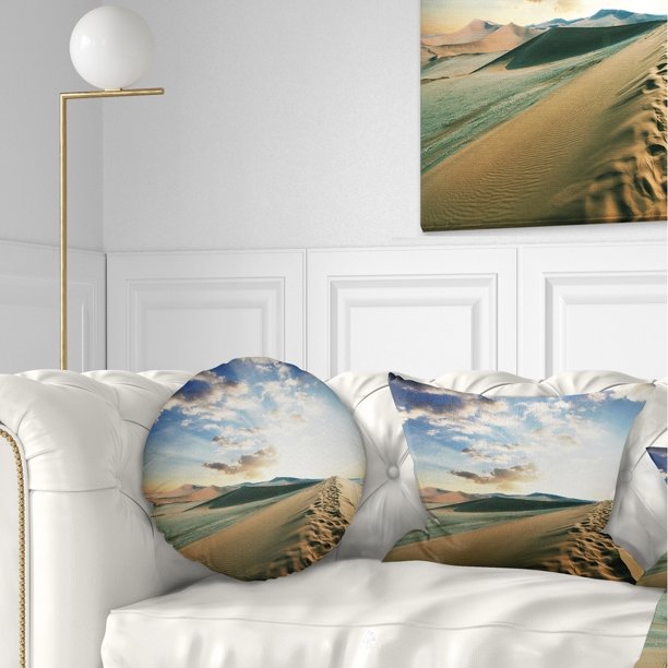 design art designart 'fantastic view of desert dunes' landscape wall throw pillow