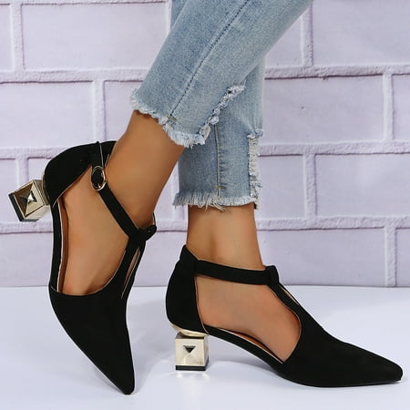 Womens T-Strap Pointed Toe Solid Color Pumps Chunky Pumps Dress Shoes Office Dress Party Wedding
Womens T-Strap Pointed Toe Solid Color Pumps Chunky Pumps Dress Shoes Office Dress Party Wedding