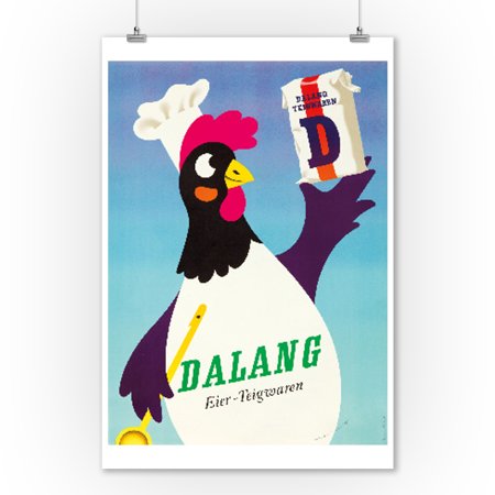 Dalang - Eier - Teigwaren Vintage Poster (artist: Leupin) Switzerland c. 1950 (9x12 Art Print, Wall Decor Travel Poster)