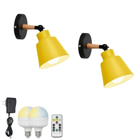 FSLiving Color Changing and RGB Mode Wall Sconce Wireless Rechargeable Battery and Remote Dimming Yellow Metal Shade Wall Sconce Adjustable Angle Design LED Battery Light Fixture for Decor - 2 Lamps
FSLiving Color Changing and RGB Mode Wall Sconce Wireless Rechargeable Battery and Remote Dimming Yellow Metal Shade Wall Sconce Adjustable Angle Design LED Battery Light Fixture for Decor - 2 Lamps