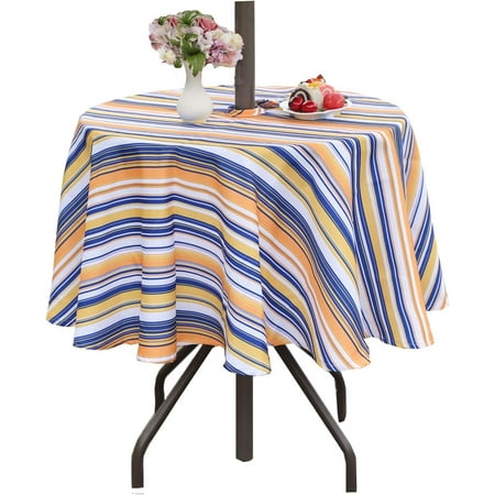 60 inches Outdoor/Indoor Waterproof Spillproof Round Tablecloth Striped with Umbrella Hole for Camping Picnic Patio Party Spring Blue Yellow
60 inches Outdoor/Indoor Waterproof Spillproof Round Tablecloth Striped with Umbrella Hole for Camping Picnic Patio Party Spring Blue Yellow