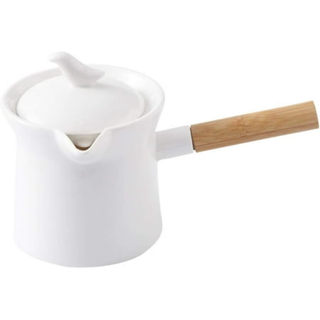 

PIKADINGNIS Pure White Porcelain Milk Pitcher with Lid Long Handle Teapot/Tea Dispenser. 15 Oz