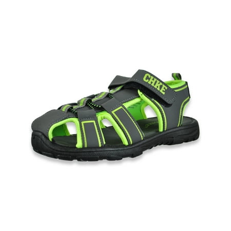 Cherokee Boys Banded Sandals - gray/lime 1 youth