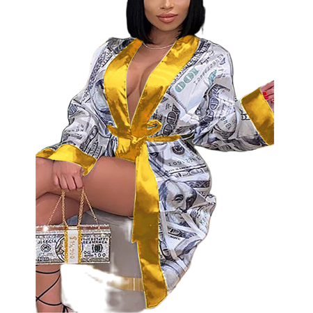 Women s Nightgown Silk with Belt Cardigan Pajamas Kimono Dollar Print Long Sleeve Sexy Lingerie Loose Autumn Bathrobe Spring Lounge Wear
Women s Nightgown Silk with Belt Cardigan Pajamas Kimono Dollar Print Long Sleeve Sexy Lingerie Loose Autumn Bathrobe Spring Lounge Wear