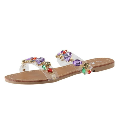 Women s Sandals Flat Heeled Colorful Rhinestones Bohemian Beach Outdoor Wearing Flat Bottomed Slippers Shoes
Women s Sandals Flat Heeled Colorful Rhinestones Bohemian Beach Outdoor Wearing Flat Bottomed Slippers Shoes