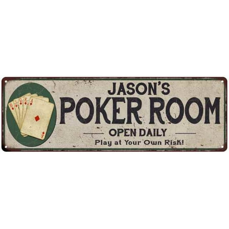 Jason's Poker Room Personalized 6x18 Metal Sign Game Decor 206180048237