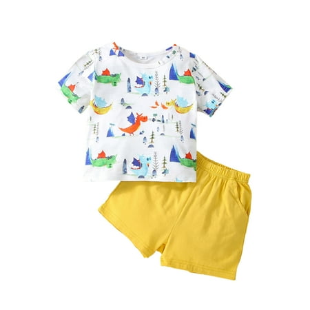 Gureui Toddler Baby Boy’s T-shirt Shorts Set Cartoon Animal Print Short Sleeve Top and Solid Color Elastic Waist Shorts
Gureui Toddler Baby Boy’s T-shirt Shorts Set Cartoon Animal Print Short Sleeve Top and Solid Color Elastic Waist Shorts